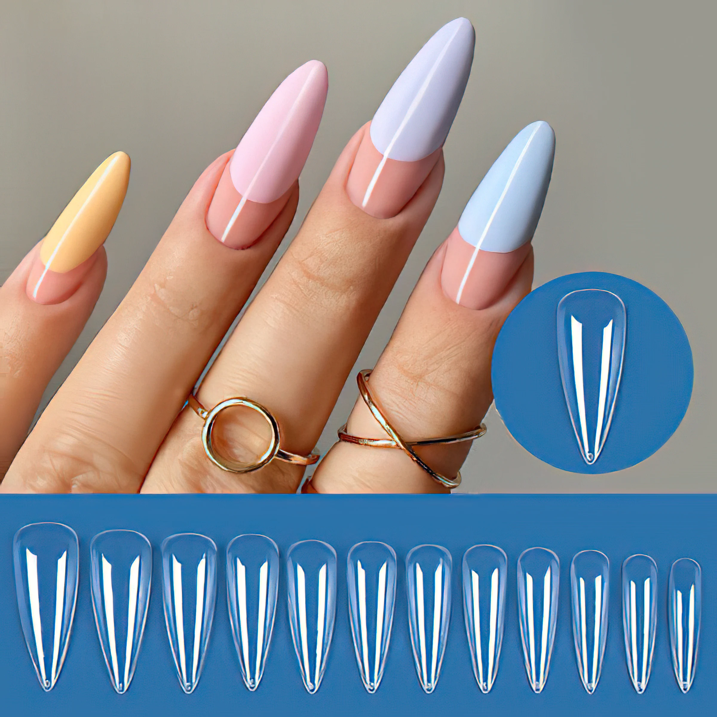 Press on Nails Box 500pcs Transparent  Acrylic Nails Supplies Almond Stiletto Coffin Square French Tips False Nail Art Tips