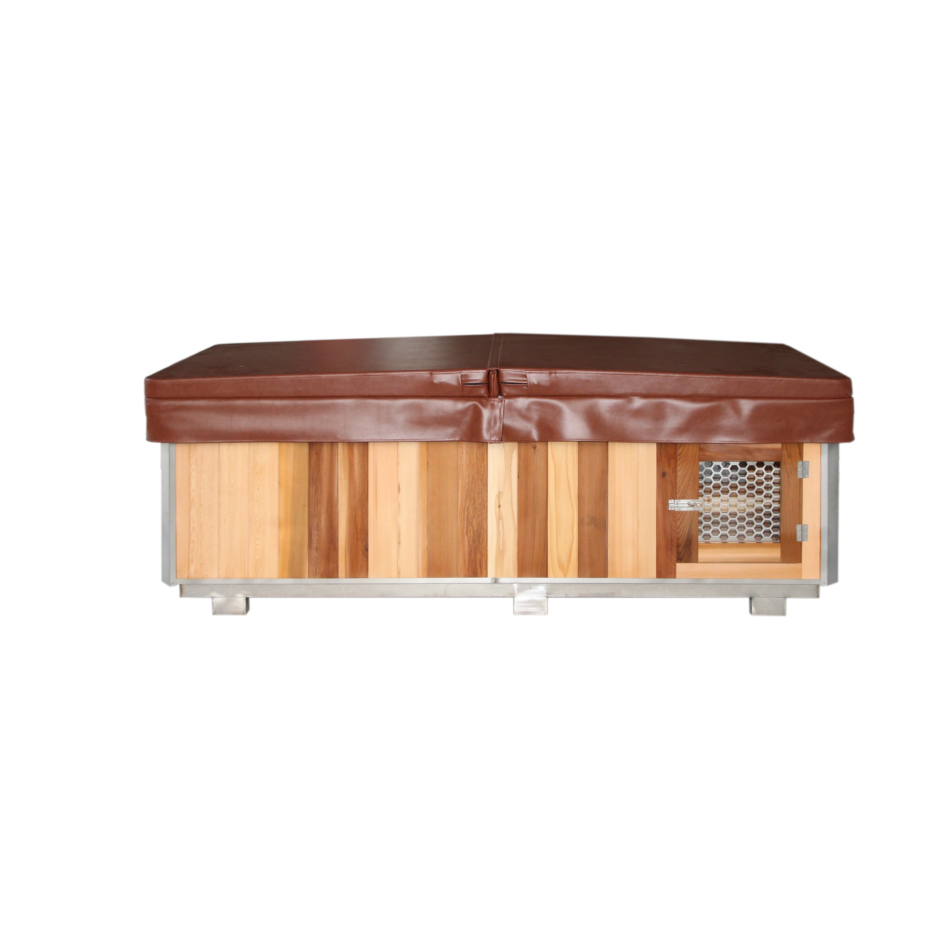 304 Stainless Steel  Cold Water Plunge Tub Wooden Ice Bathtub