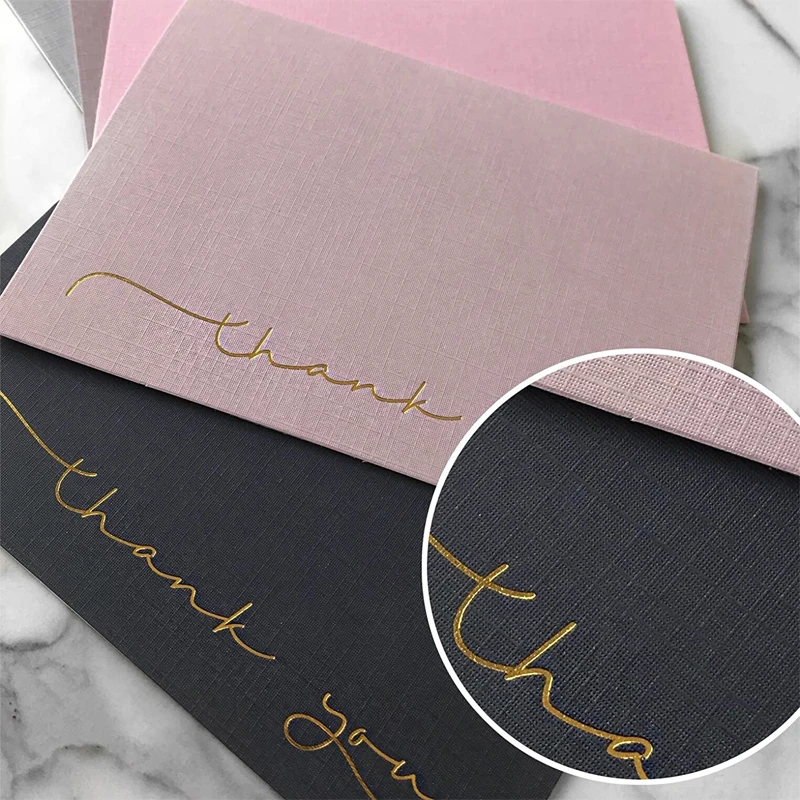 
Customized Size Hot Stamping Silk Bamboo Grain Greeting Card Thanks Card 