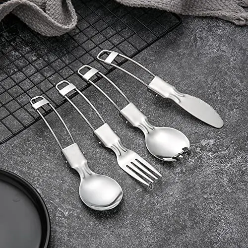Promotion Travel Set Titanium Stainless Steel Other & Hiking Product Utensil Tool Spoon Camping Cutlery Bag