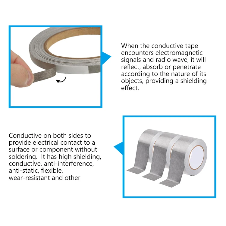 Good Price Electrically Double Sided Semi Conductive Adhesive Cloth Tape For Lcd Laptop Cable Emi Shielding