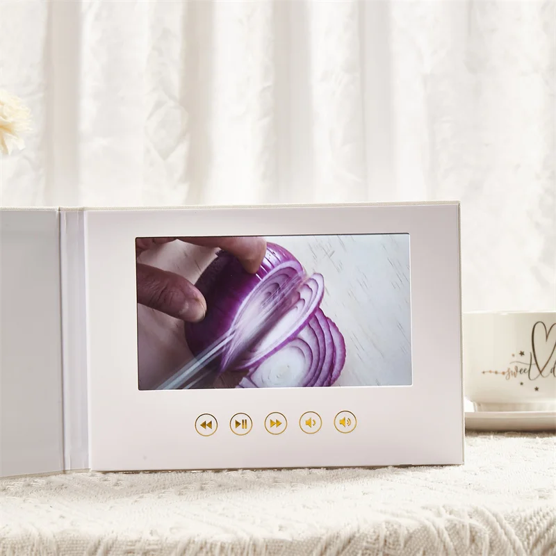 Video Greeting cards  5'/7'IPS LCD Screen hardcover Digital Album video Brochures for Weddings birthdays holiday anniversaries