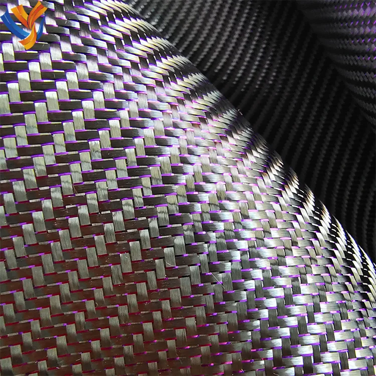 Twill Weave Single Purple Wire Carbon Fiber Fabric 3K Single Metallic Purple Tinsel Filament Carbon Fiber Fabric