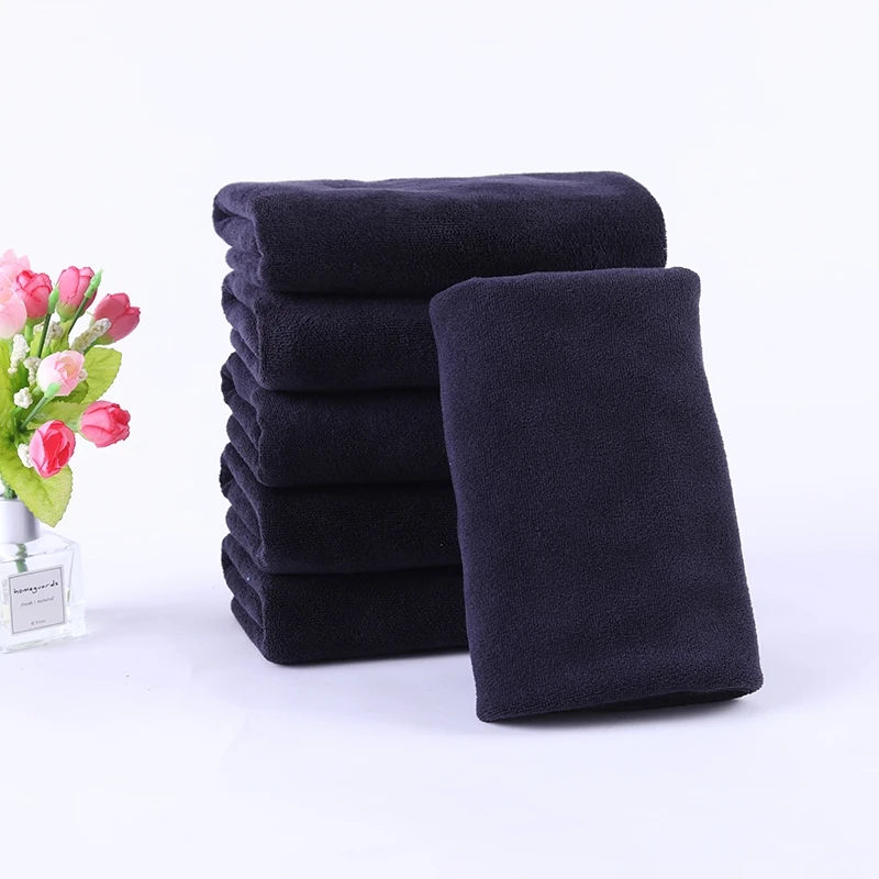 Custom Logo Super Absorbent 100% Cotton Black Bleach Proof Hair Salon Towel