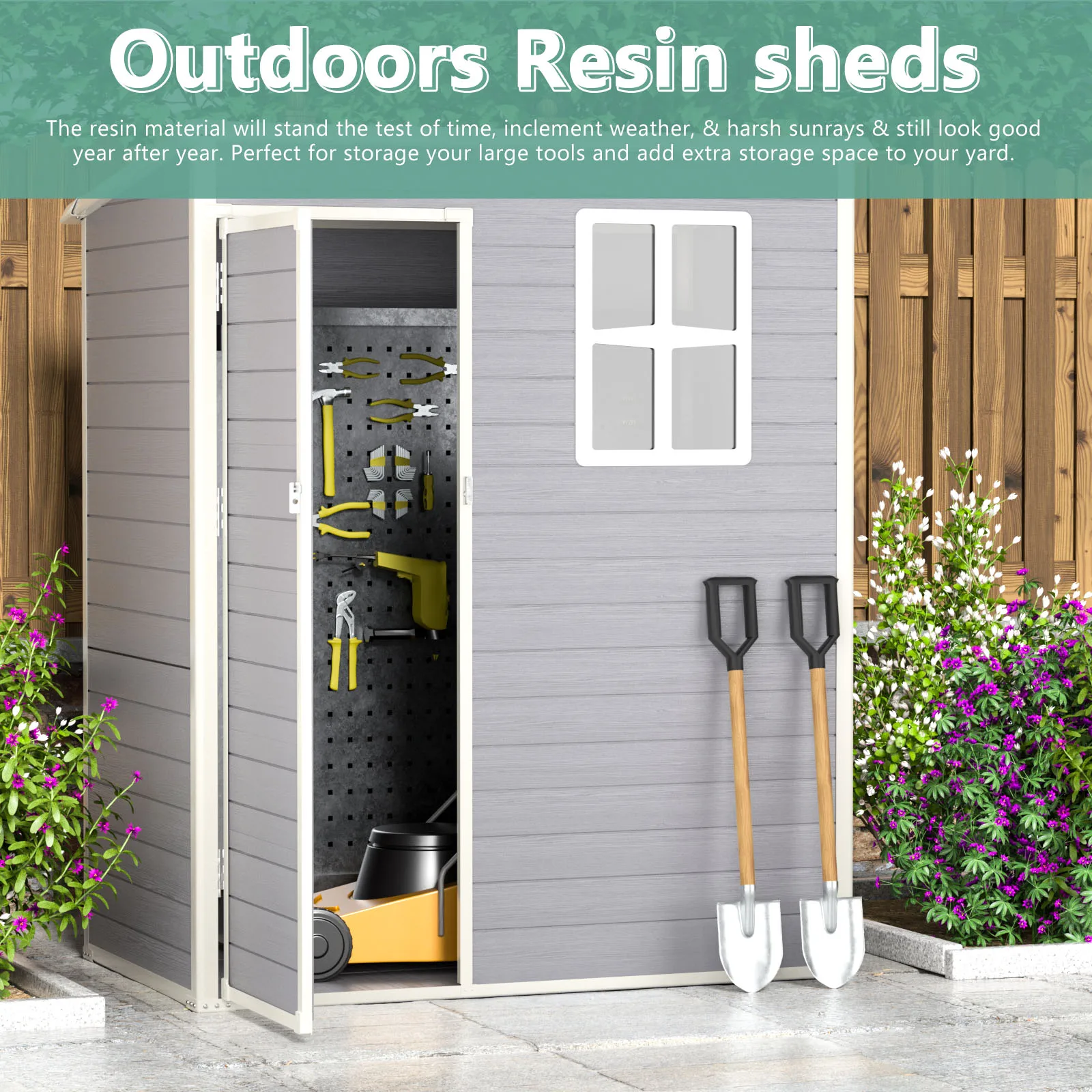 3*5ft Wholesale Outdoor Wooden Style Garden Storage Container Bins Resin Polypropylene Storage Box Shed & Storage Product