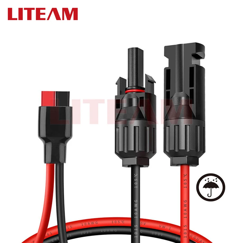 Custom Wire Harness Solar Connector to 30A Single Pole Power Connector Female Splitter Cable For Solar Panel & Portable Battery