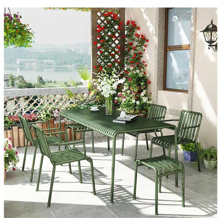 Outdoor Table and Chair Combination Outdoor Garden Aluminum Backrest High Leg Stool Creative Simple Outdoor Balcony Dining Chair