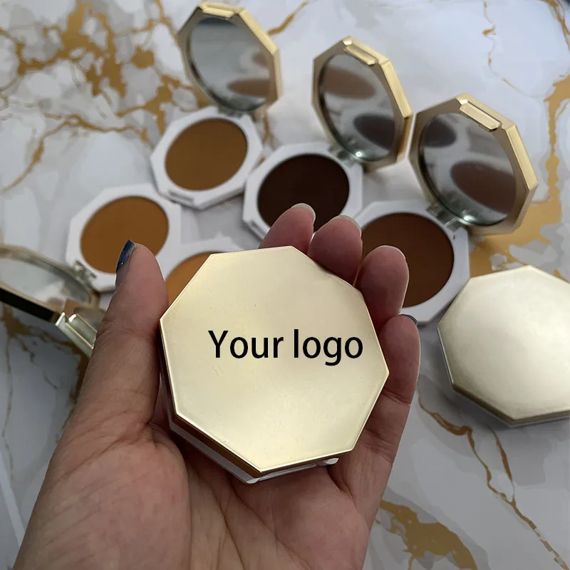Private label vegan matte pressed powder 8colors full coverage spf  bronzer gold dust powder