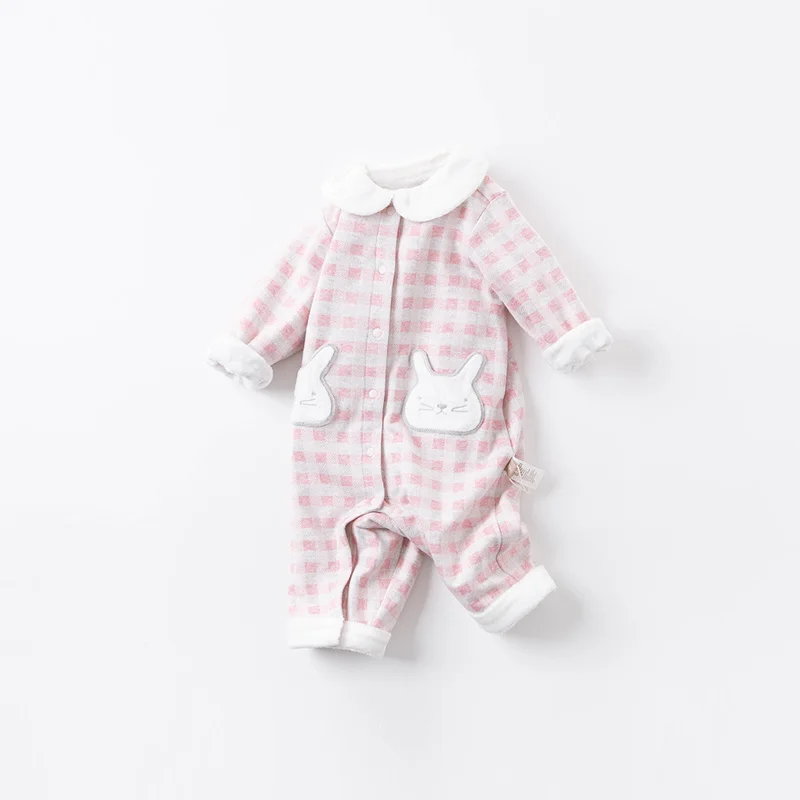DBM14398 dave bella autumn new born baby cotton romper infant clothes girls print cute romper toddler baby 1 piece