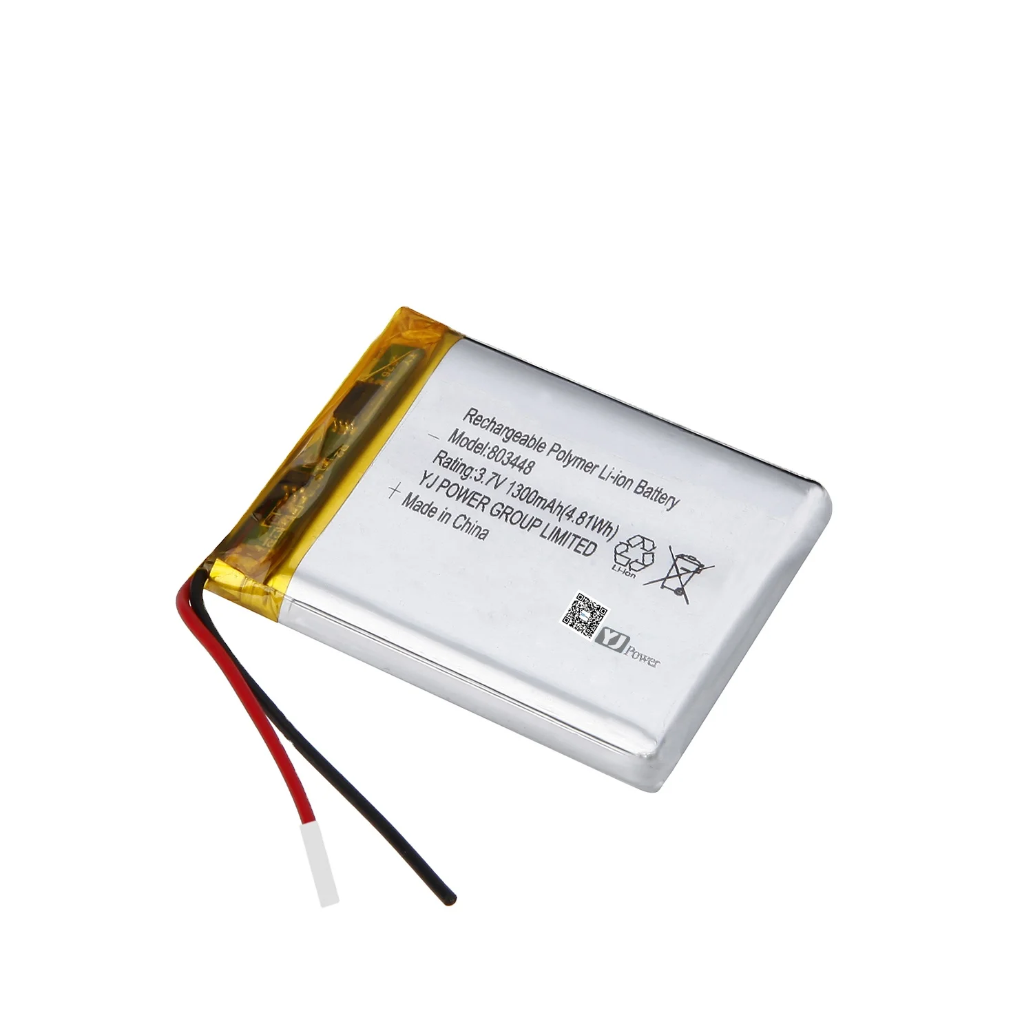 Wholesale 803448  lipo rechargeable battery 3.7v li-polymer battery 1300mah 803448  lithium polymer battery
