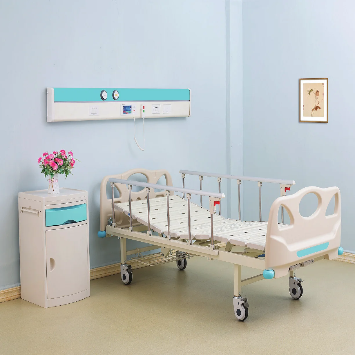 Hospital Furniture Clinic Patient Bed Two Function ICU Medical Nursing Care Bed 2 Crank Manual Hospital Bed For Patient