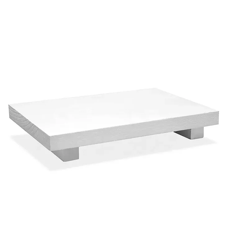 Wood pedestal rustic wood farmhouse riser tray stand