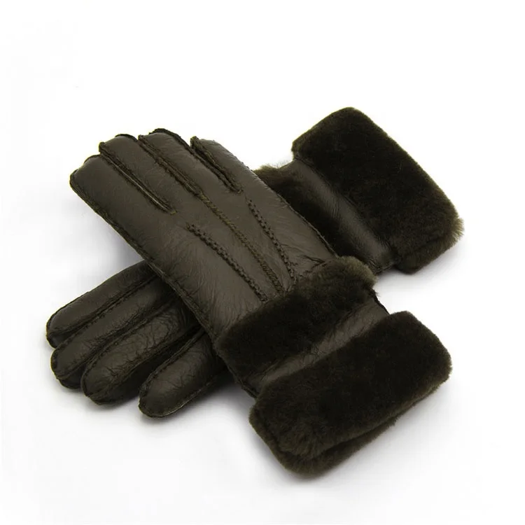
Winter Gloves Women Sheepskin cashmere Fur Warm Gloves Ladies Full Finger Fashion Genuine Leather mitten Five Finger gloves 