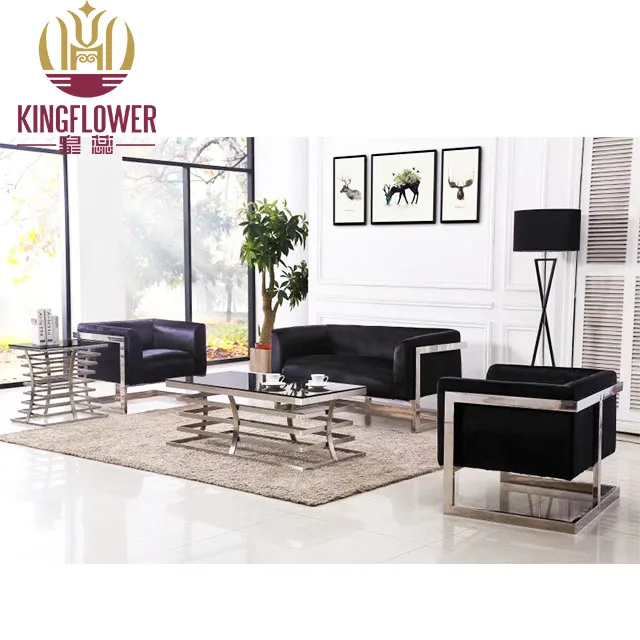
High quality American stainless steel sofa modern design sofa chair set 