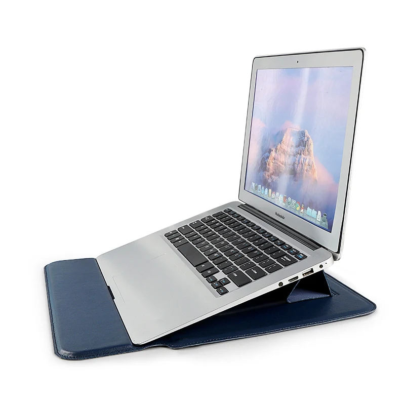 Factory Direct Low MOQ PU Leather Laptop Sleeve Cover 13,13.3,14.1-154 inch Ultra-thin Computer Notebook Bag with Stand Function