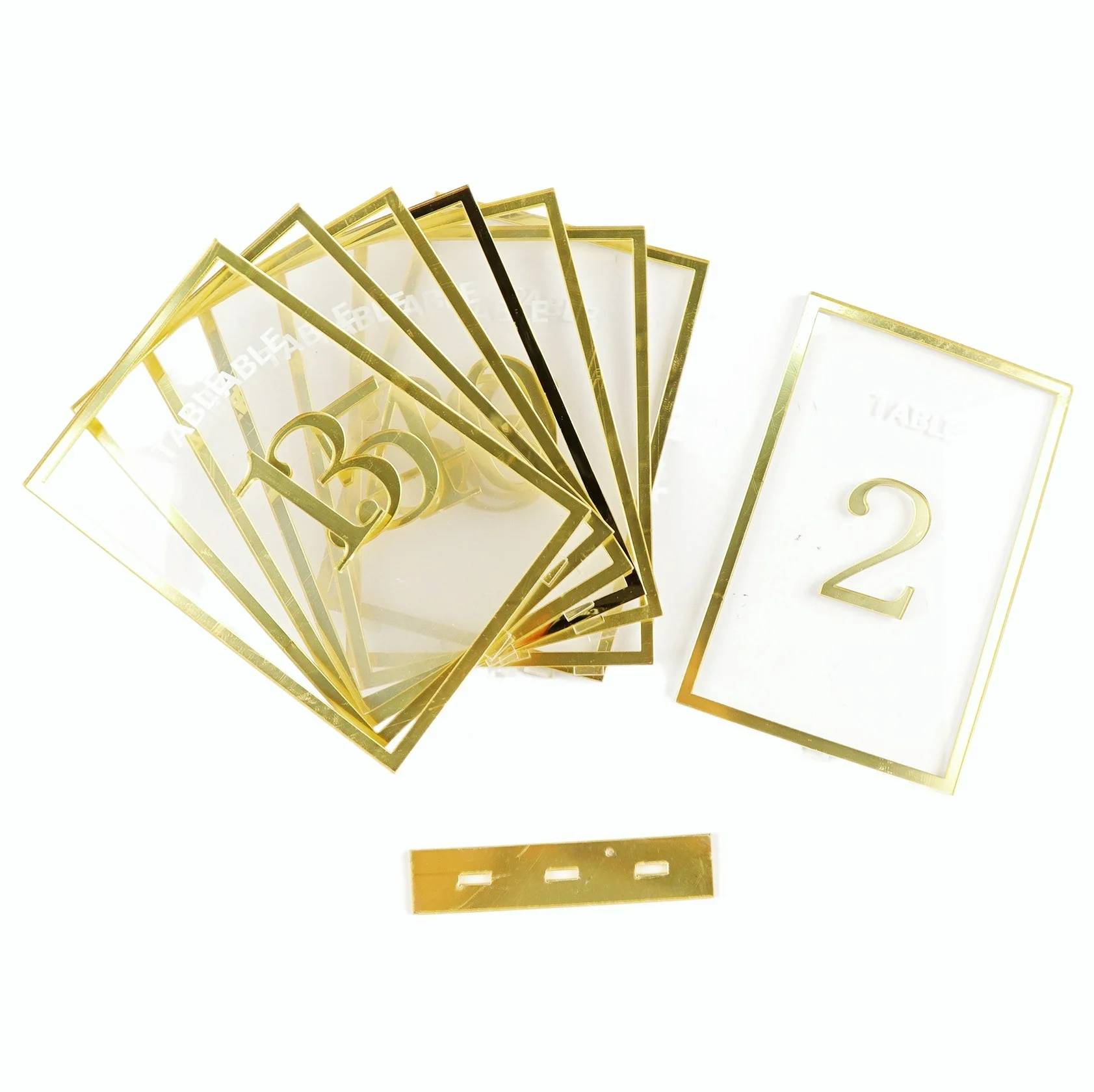 Минимальный заказ, прямоугольная форма, Золотая рамка, держатель для вывесок, держатель меню, прозрачный дисплей, акриловый, Свадебный, настольный номер