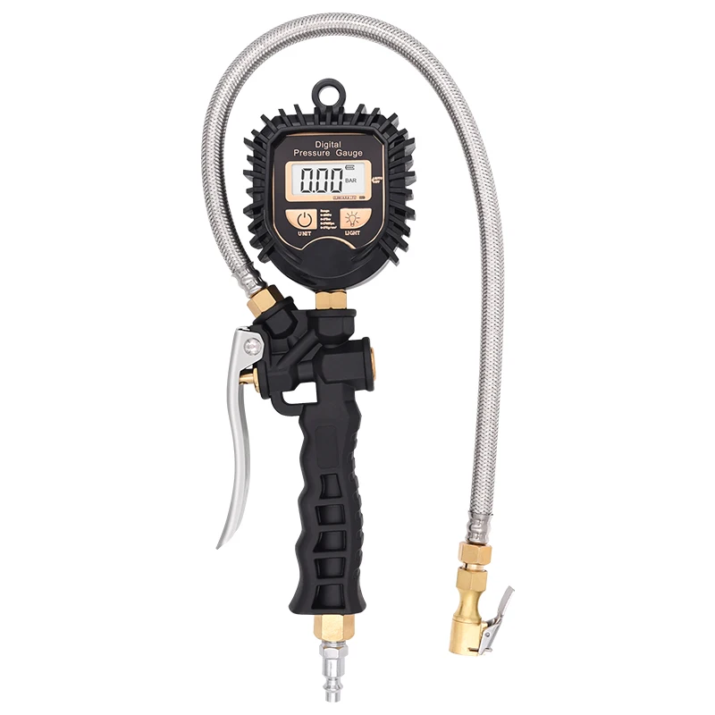 Digital Tire Inflator with Pressure Gauge, 250 PSI Air Chuck and Compressor Accessories Heavy Duty with Rubber Hose