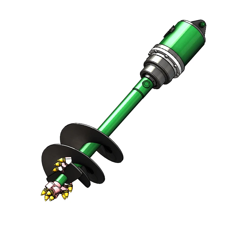High grade rotating metal with a blade drilling into frozen soils hard soil ground boring earth drill auger