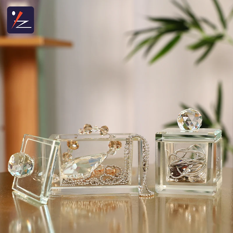 Wholesale Transparent Jewelry Box European crystal storage box storage k9 Crystal Glassbox crafts