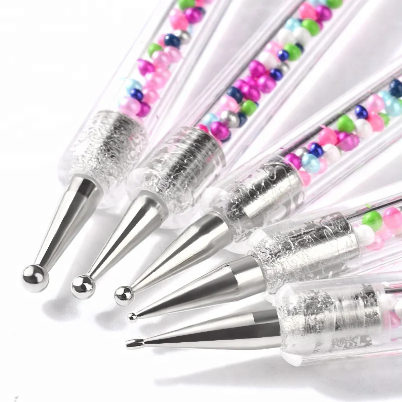 5 Pcs 2 Way Caviar Nail Art Dotting Pen UV Gel Painting Brush Salon Manicure Nail Tools Kit