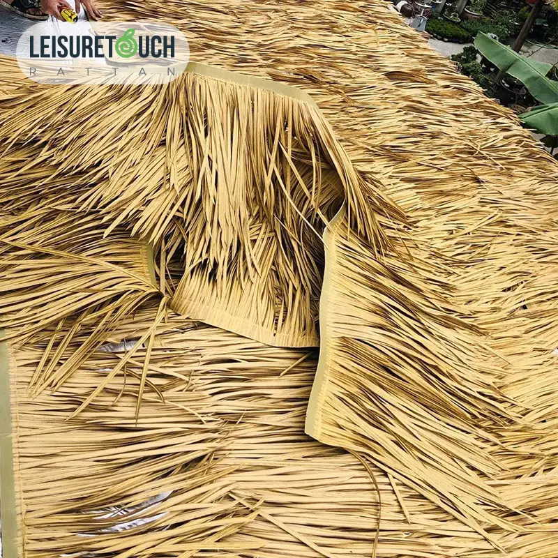 Thatch simulated artificial uv protected under roofing palm fireproof pvc wholesale roof roll synthetic thatch roof synthetic