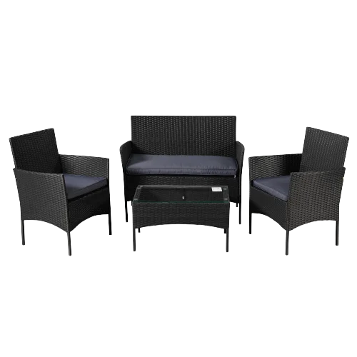 Outdoor waterpoof durable PE garden rattan rope wicker chairs table set patio furniture