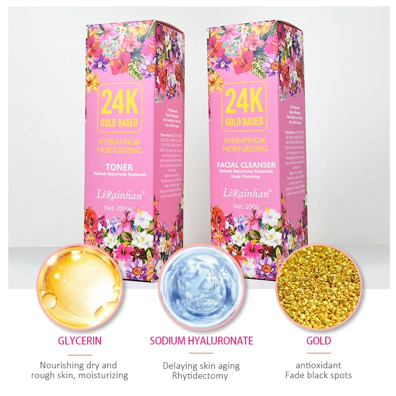 24 KARAT GOLD COLLAGEN HYALURONIC ACID 24k GOLD PETAL FACIAL TONER SHIMMER GLOW FLUID for All Skin Types