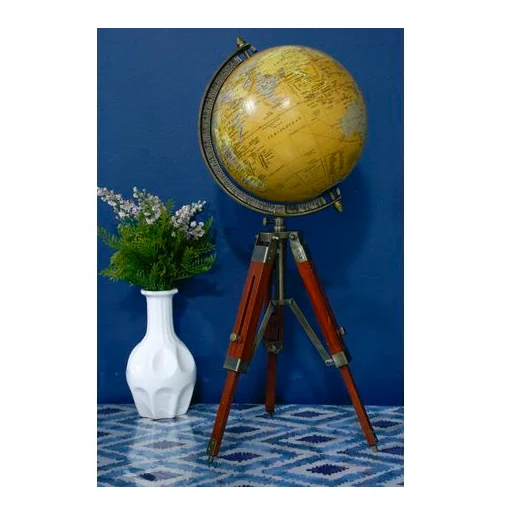 Antique Astrolabe Brass Sphere World Globe Nautical Home Decorative Collectible Item with Tripod Base