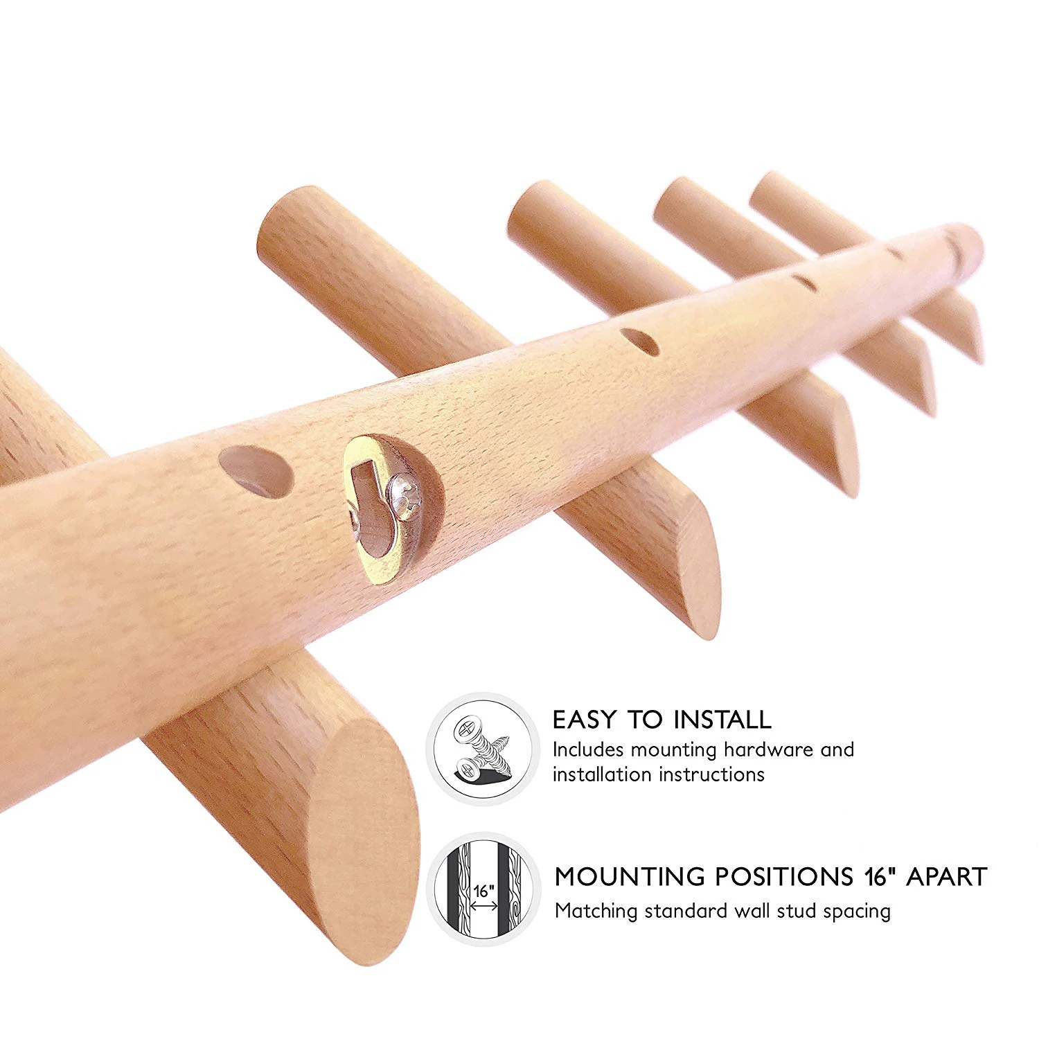 Wholesale Bamboo Wood Decorative Wall Mounted Hook Living Room Wardrobe Towel Coat Clothes Wall Hook