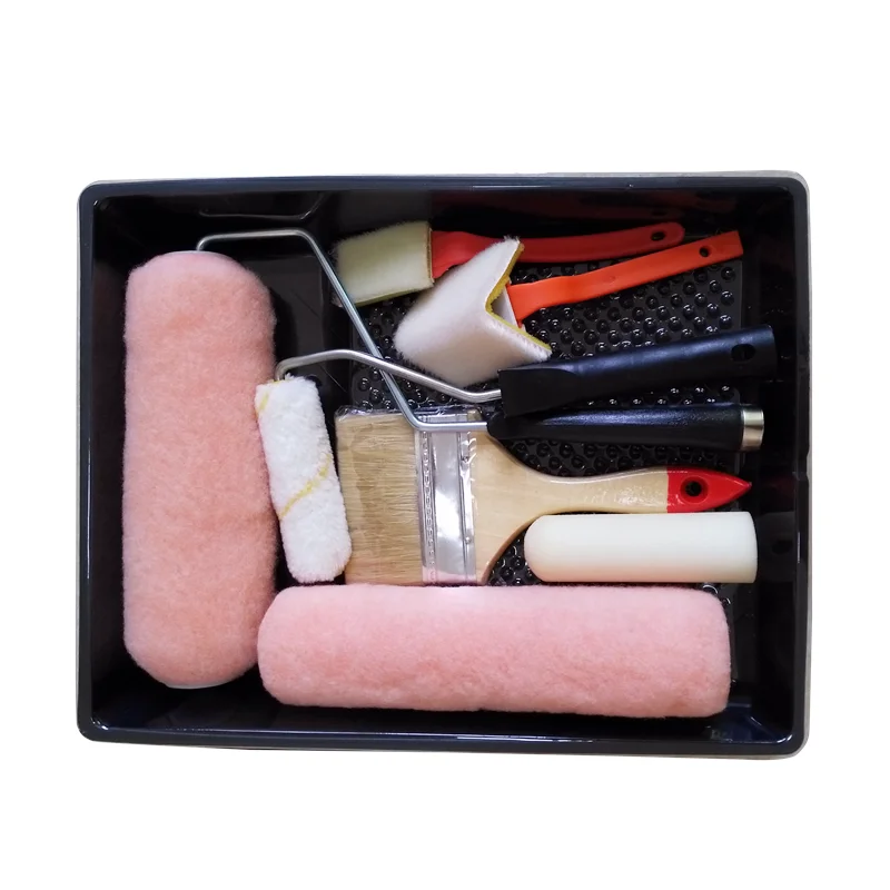 Wall Decoration Brush 12PC Premium Painting Tools Kit Paint Tray Set for Smooth to Semi-smooth Surface