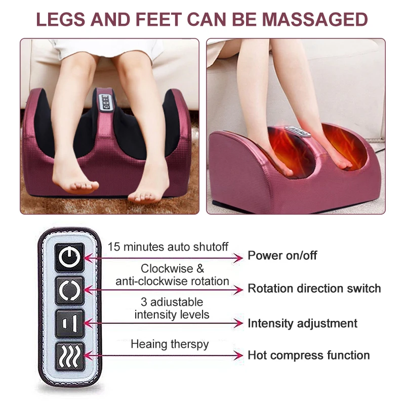 Shiatsu Electric heating Foot Massage feet Roller Equipment Deep Kneading Foot And Calf massage