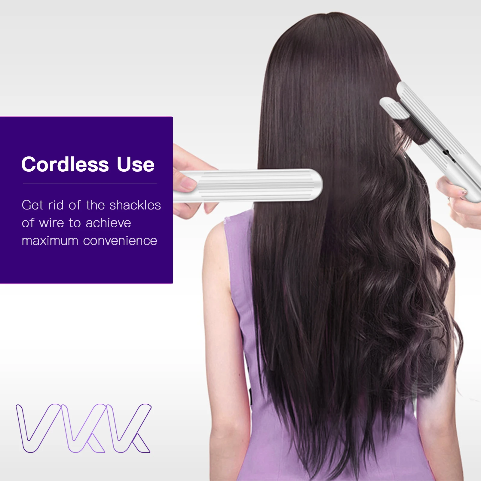 Vkk Custom Logo 2 in 1 Flat Irons Hair Stretcher Mini Cordless Hair Straightener Curler