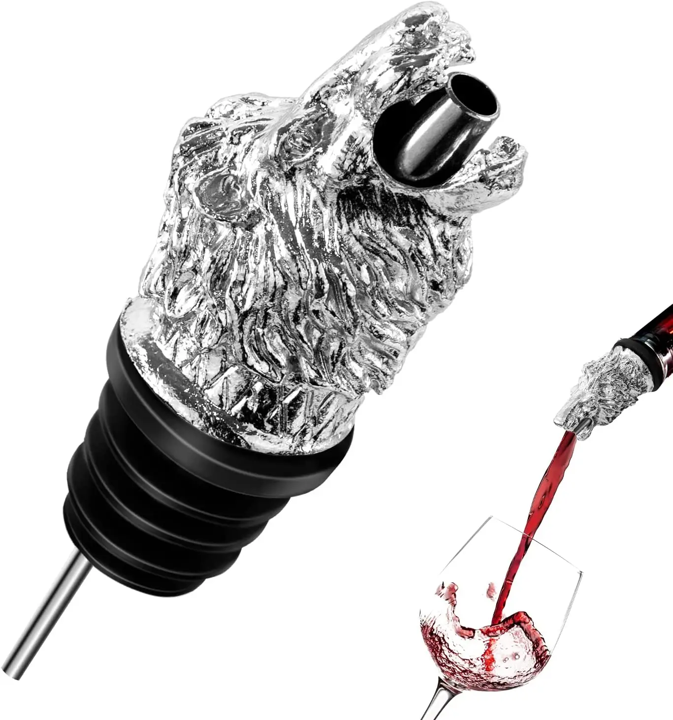 Stainless Steel 3D Use Pourer Animal Shape Speedy Wine Bottle Pourer Funny Wine Stopper