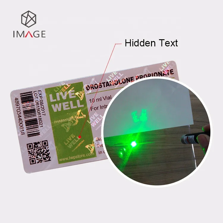 Custom 10ml Hologram Vial Label with QR Code and Barcode for Pharmaceutical Products