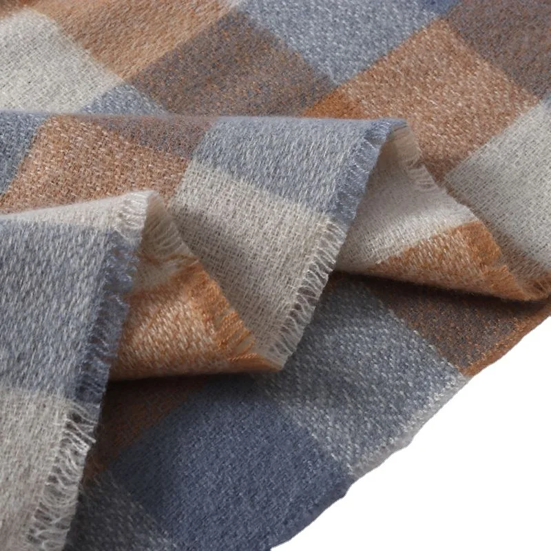 Factory Winter Cashmere Feel  Acrylic Scarfs For Women Men Fashion Wool Tartan Checkered Plaid Shawl Scarf With Tassels