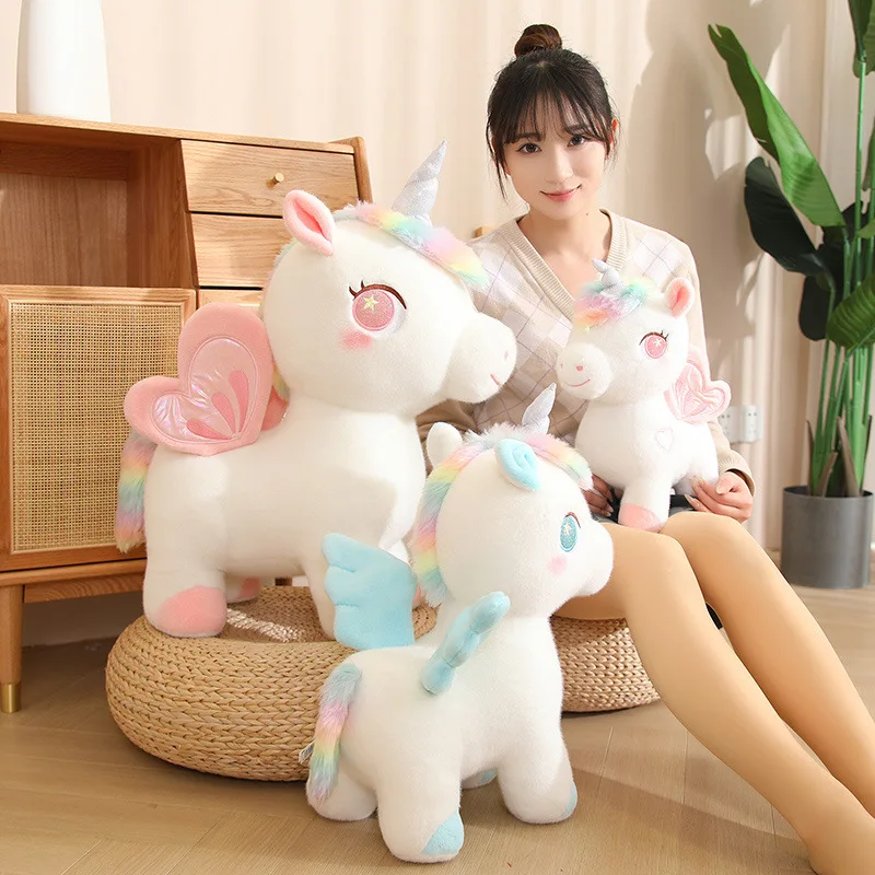 Wholesale Plush Animal Plush Unicorn Horse Rainbow Toys Customized Anime Dolls Pink White Rainbow Unicorn Plush Toy Dolls
