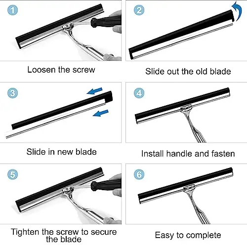 Bath Wiper with Bracket Window Wiper Stainless Steel for Bathroom Kitchen Mirror Tile Window Car Glass Cleaning Luxury