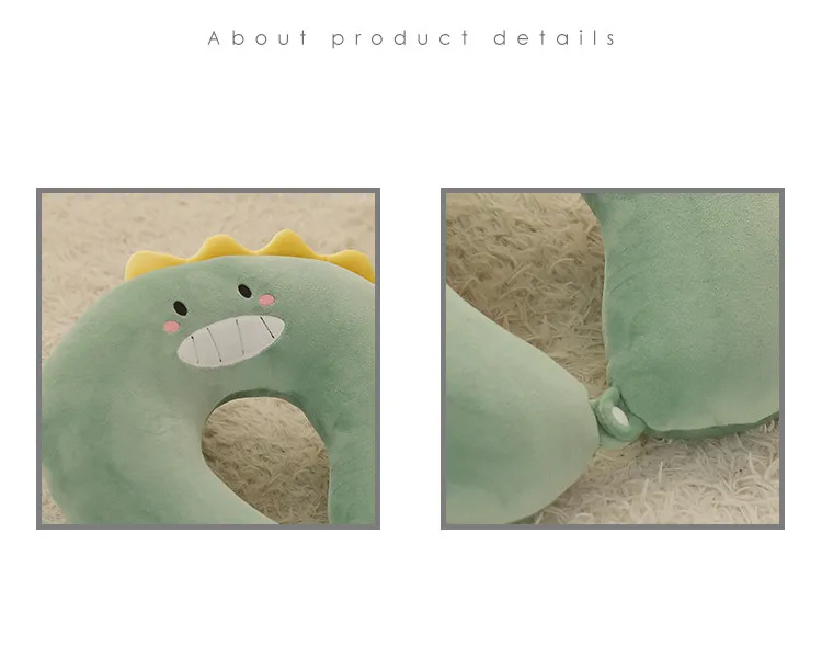 Creative cartoon animal u pillow dinosaur lion car neck pillow hot sale plush toys can be wholesale customized logo