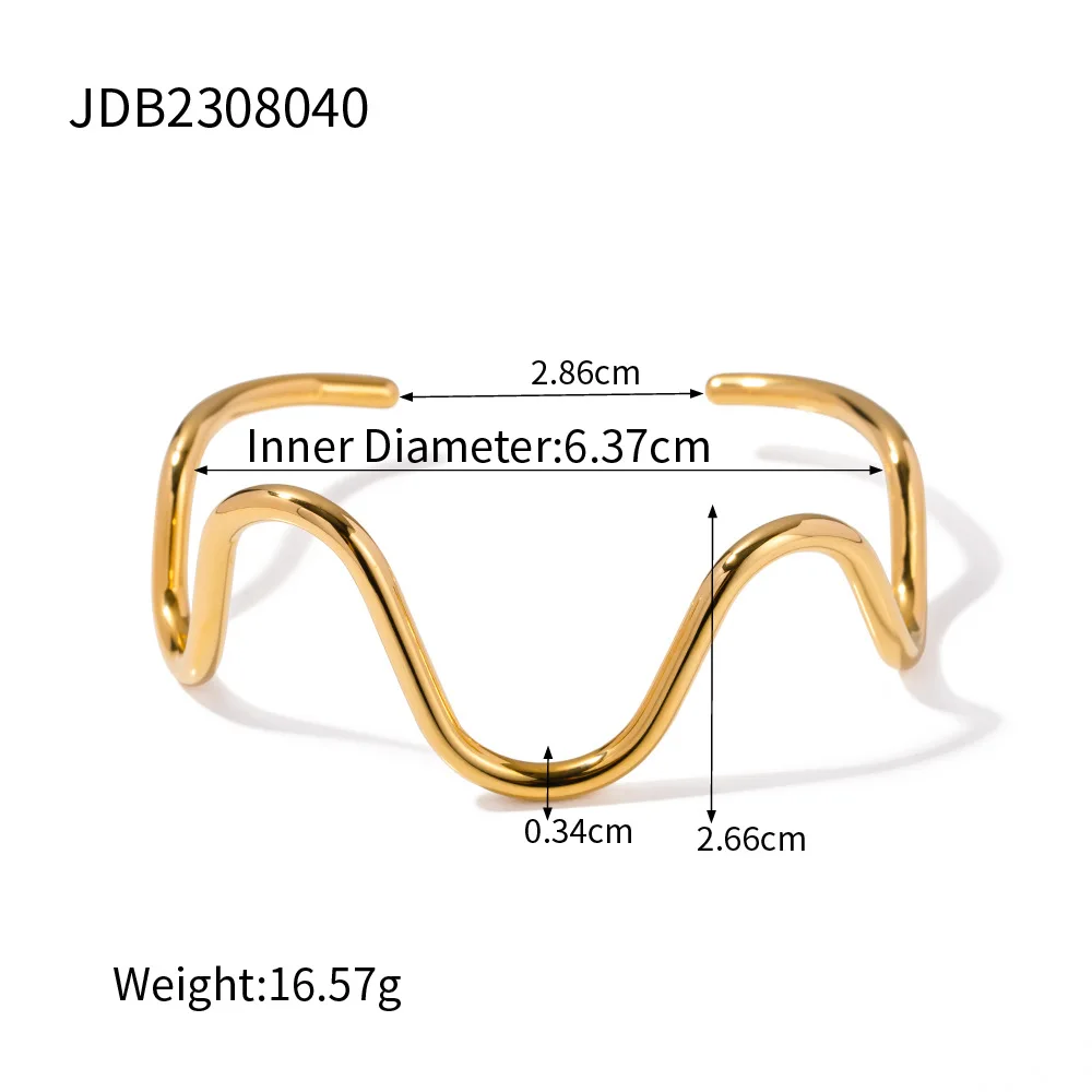 INS Minimalist Style 18k Plated Jewelry Stainless Steel Bracelet Thin Line Open Bracelet PVD Gold Plated Twisted Bracelet Femme