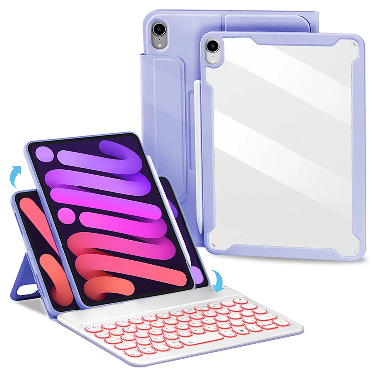 Magnetic Clear Tablet Keyboard Case For iPad Mini 6 Cover 8.3 Inch 2021 With Wireless Backlight Keyboard