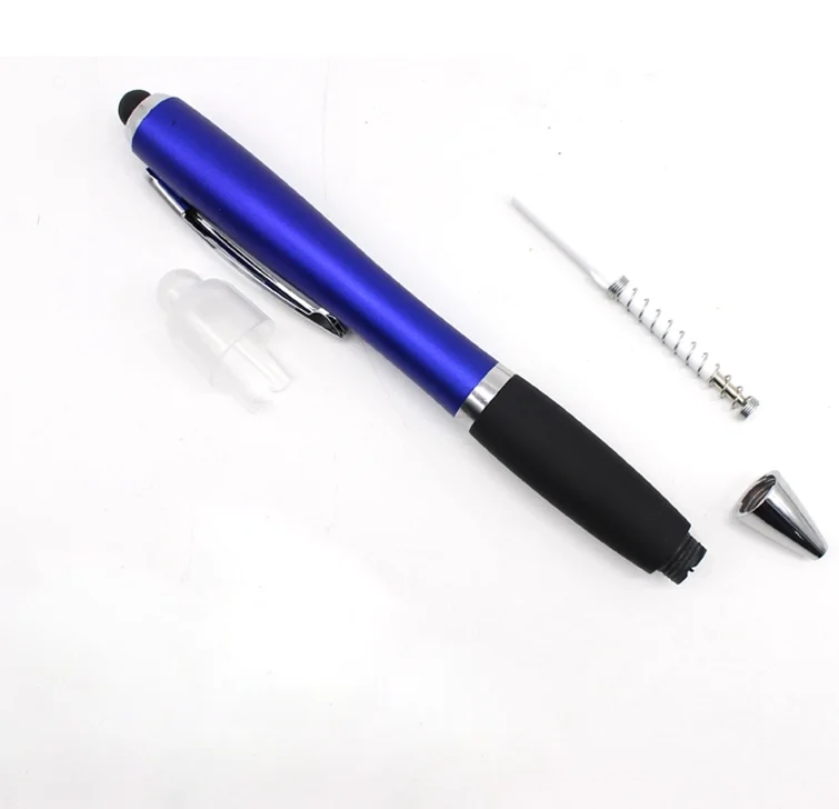 Custom Promotional 3 in 1 Ballpoint Pen With Touch Stylus Ball Point Pen Led Flashlight Logo Plastic Pen