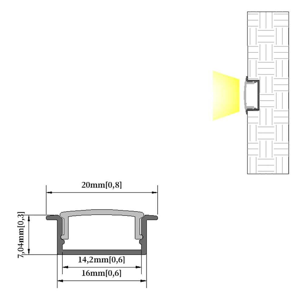 16x7A Bracket recessed aluminum profile for led strip light