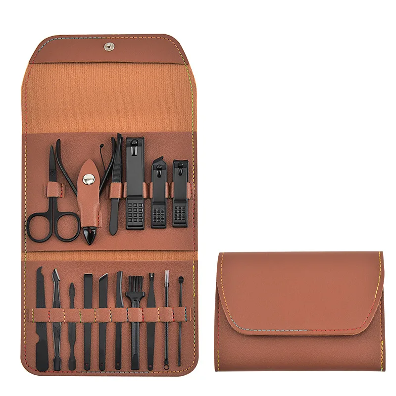 16 pieces of nail clippers set scissors tweezers ear picks with practical manicure set tools a variety of colors