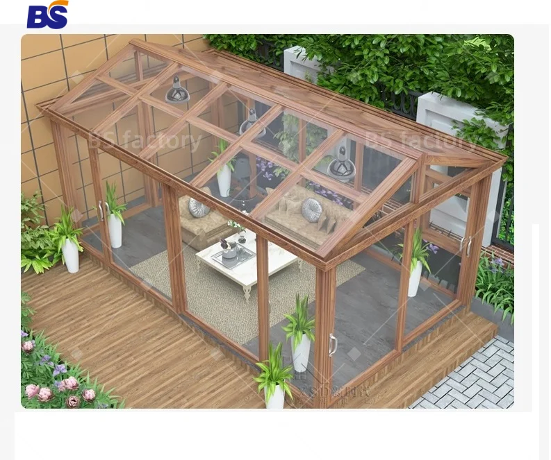 Custom made prefabricated aluminum frame glass room houses customized winter garden free standing conservatory sunroom for sale