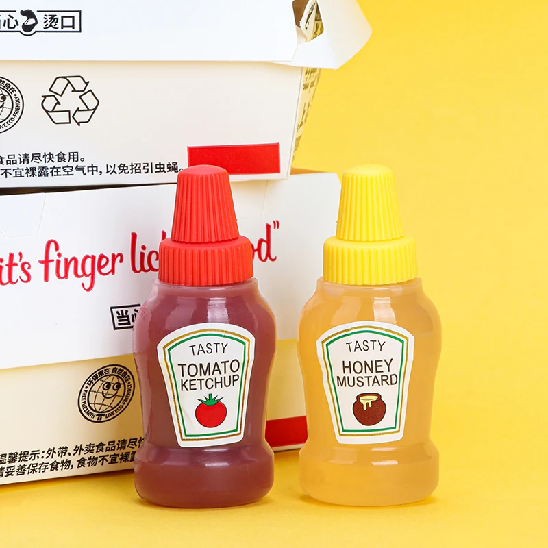 Kitchen Portable Seasoning Bottle Mini Ketchup Bottle Portable Small Pot Salad Sauce Ketchup Honey Mustard 25ml