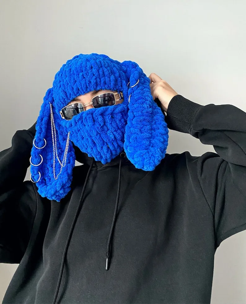 HZM-24439 Crochet bunny hat Frog Ski snowboard mask Helmet Balaclava Knitted bunny balaclava for women