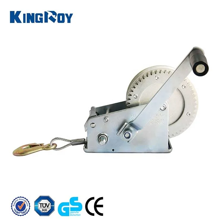KingRoy 2000lbs portable wire rope pulling manual hand winch cable pulling winch boat trailer winch