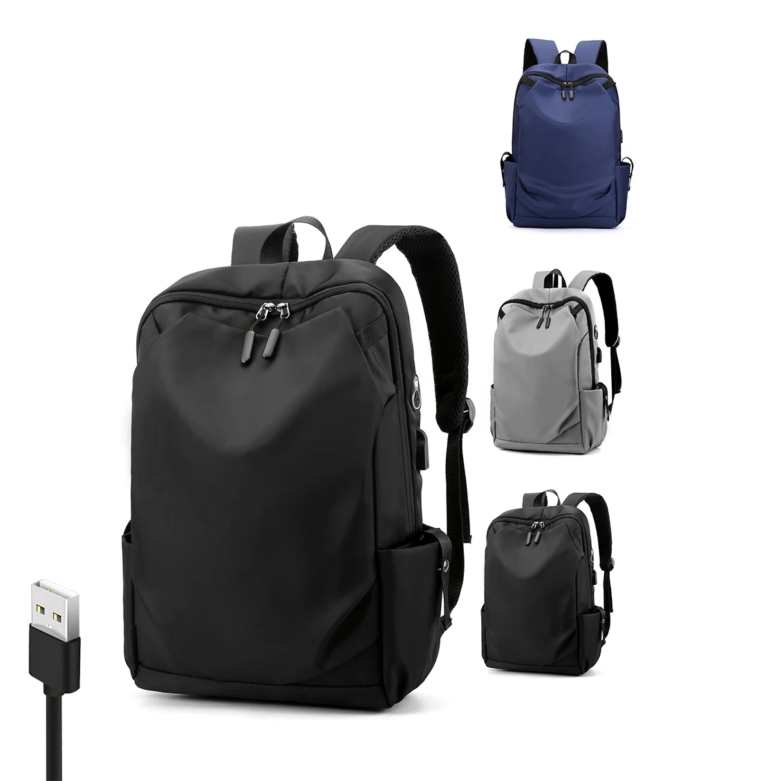 2024 Customizable Nylon Waterproof Laptop Backpack for Men Stylish School and Travel Bag with USB Port Factory Price Unisex
