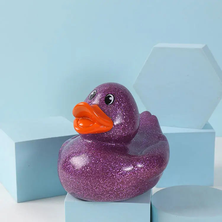 Wholesale Cute Eco-Friendly Design Vinyl Gold Sliver Glitter Rubber Duck 6 Inches Baby Animals Floating Rubber Duck Bath Toys