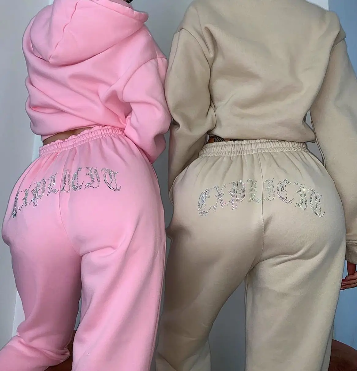 Winter Clothes Fleece Sweat 2 Piece Set Pants Sports Long Sleeve Hoodie Outfits Track Suit Fall Clothing For Women Clothing